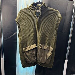 Olive Green Zip-Up Sweater Vest